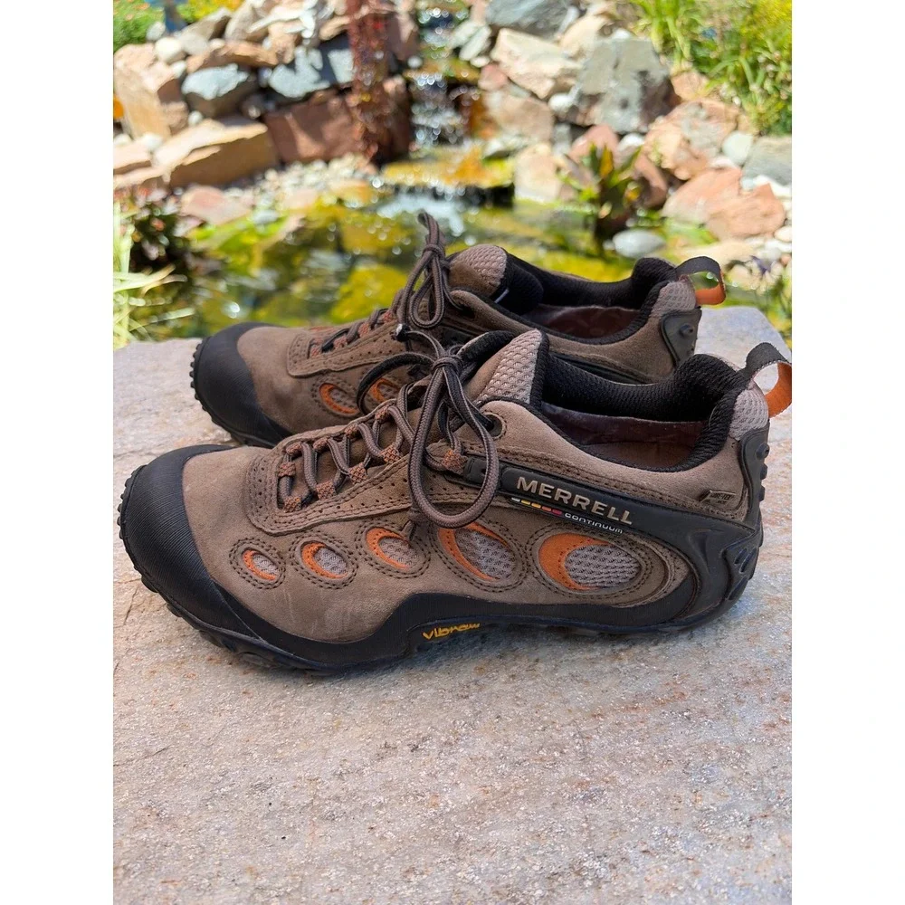 Merrell Chameleon Wrap Pro Mens 9 Hiking Shoes Brown Orange Vibram Continuum